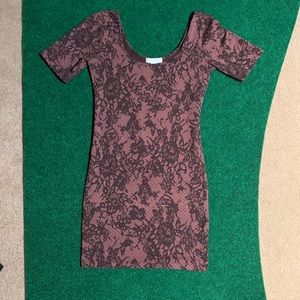 Cotton Half Sleeve Lace Print Mini Dress